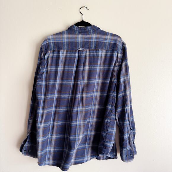Eddie Bauer Blue + Brown Plaid Lightweight Flannel Button Up - XL - Picture 6 of 7